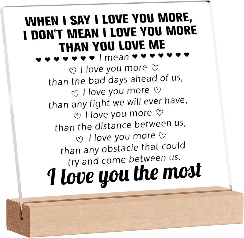 Funnli Gifts for Him Her Wife Husband Acrylic Plaque, Birthday Valentines Day Anniversary Wedding Gifts for Boyfriend Girlfriend, I Love You Romantic Gift for Couple Keepsake - Image 1